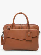 Leather Flandres Briefcase 1 Compartment Etrier Brown flandres EFLA8241